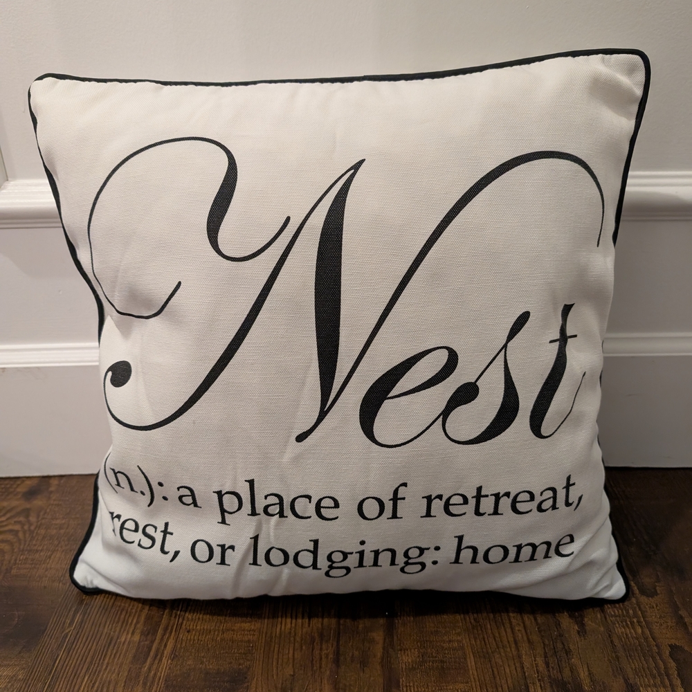Decorative 'Nest' Throw Pillow in White and Black